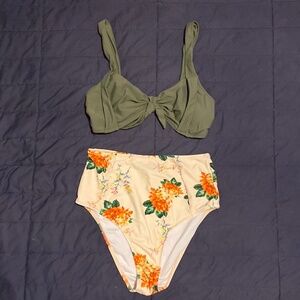Cupshe Green & Floral Bikini